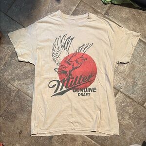 Junk Food Clothing Tan Graphic Tee Miller Genuine Draft Beer Tee size small